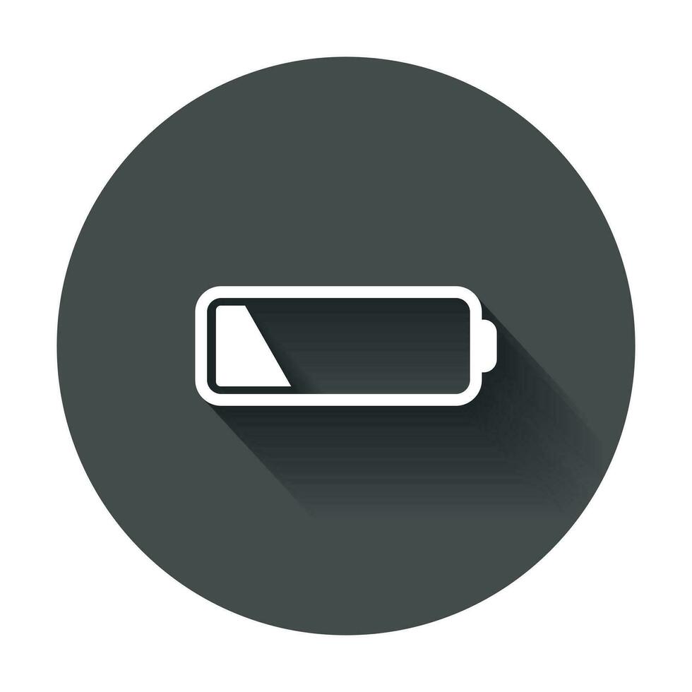 Battery charge level indicator. Vector illustration with long shadow.