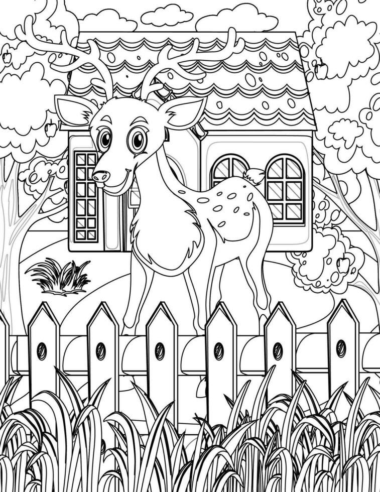 Animal Coloring Page for Kids-Deer Coloring Page for Kids vector