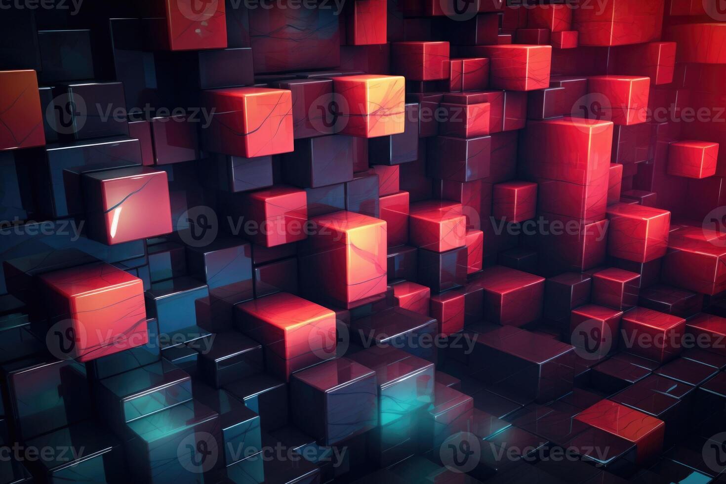 Abstract futuristic cubes shape background. Poster with random cubes in empty space. photo