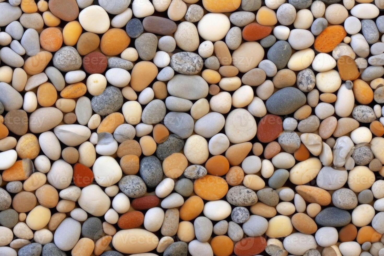 Pebbles stone texture on the ground. Stones pattern. photo
