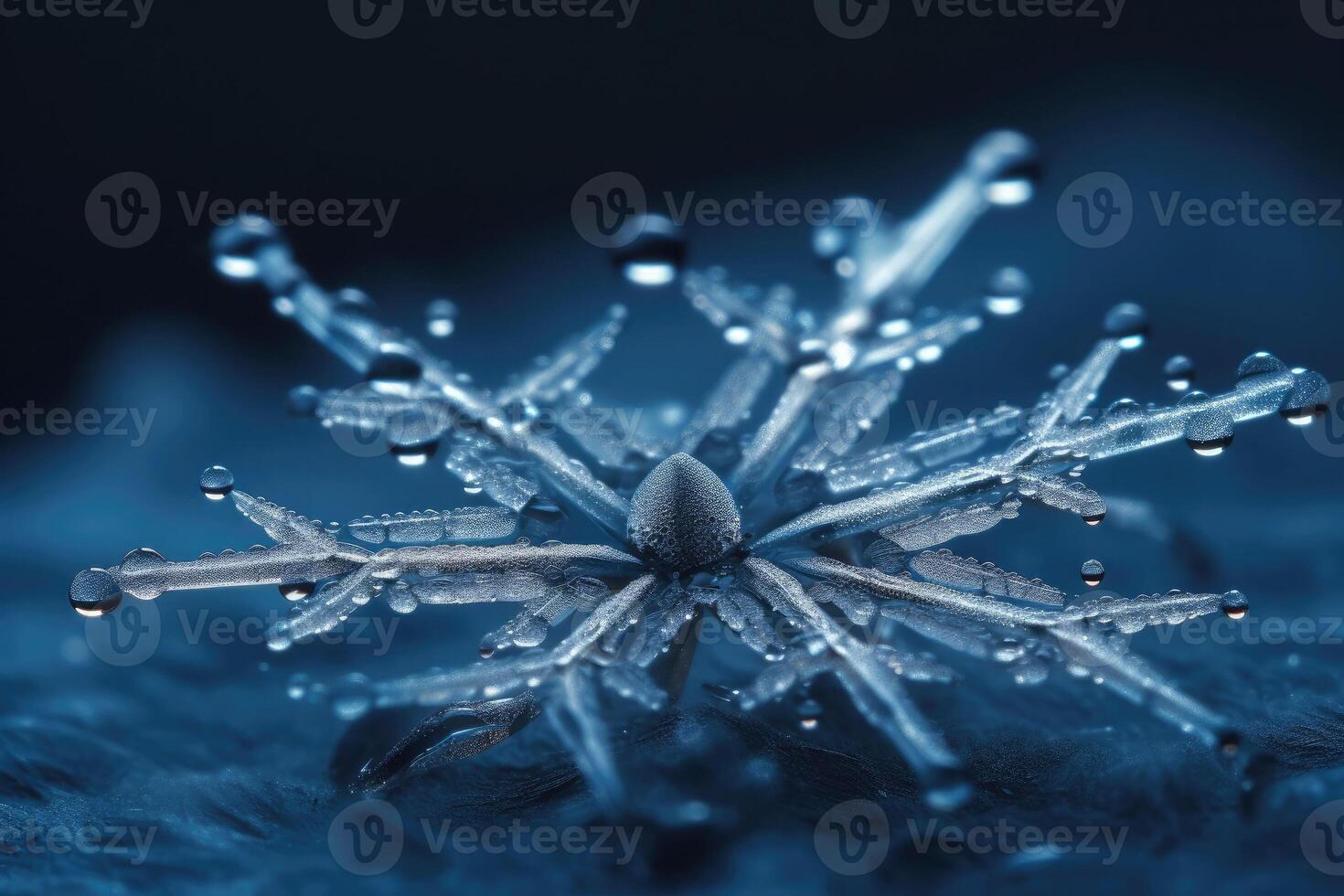 Closeup macro shot of a transparent snowflake. photo