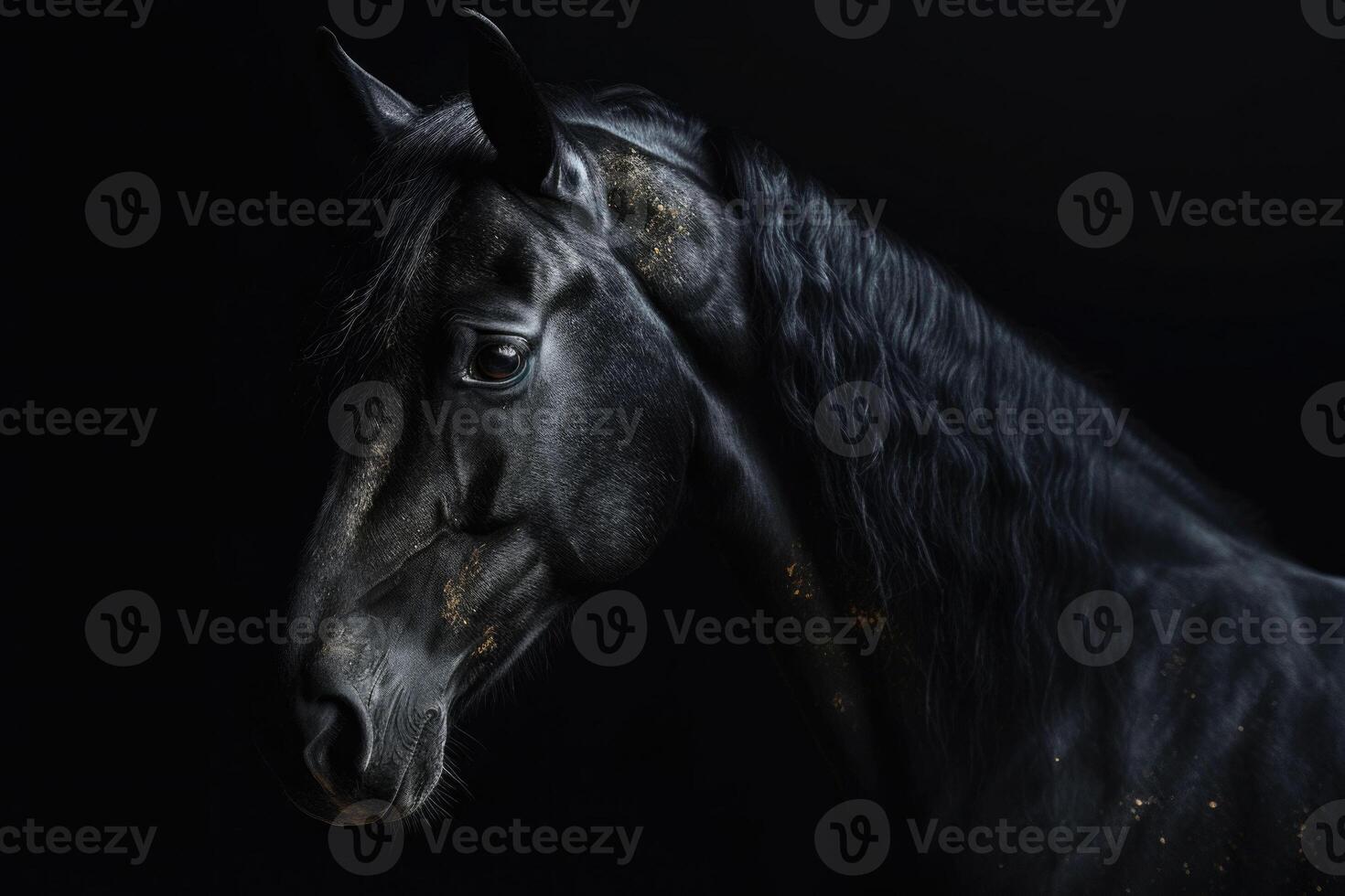 Portrait of beautiful spellbinding black horse. photo