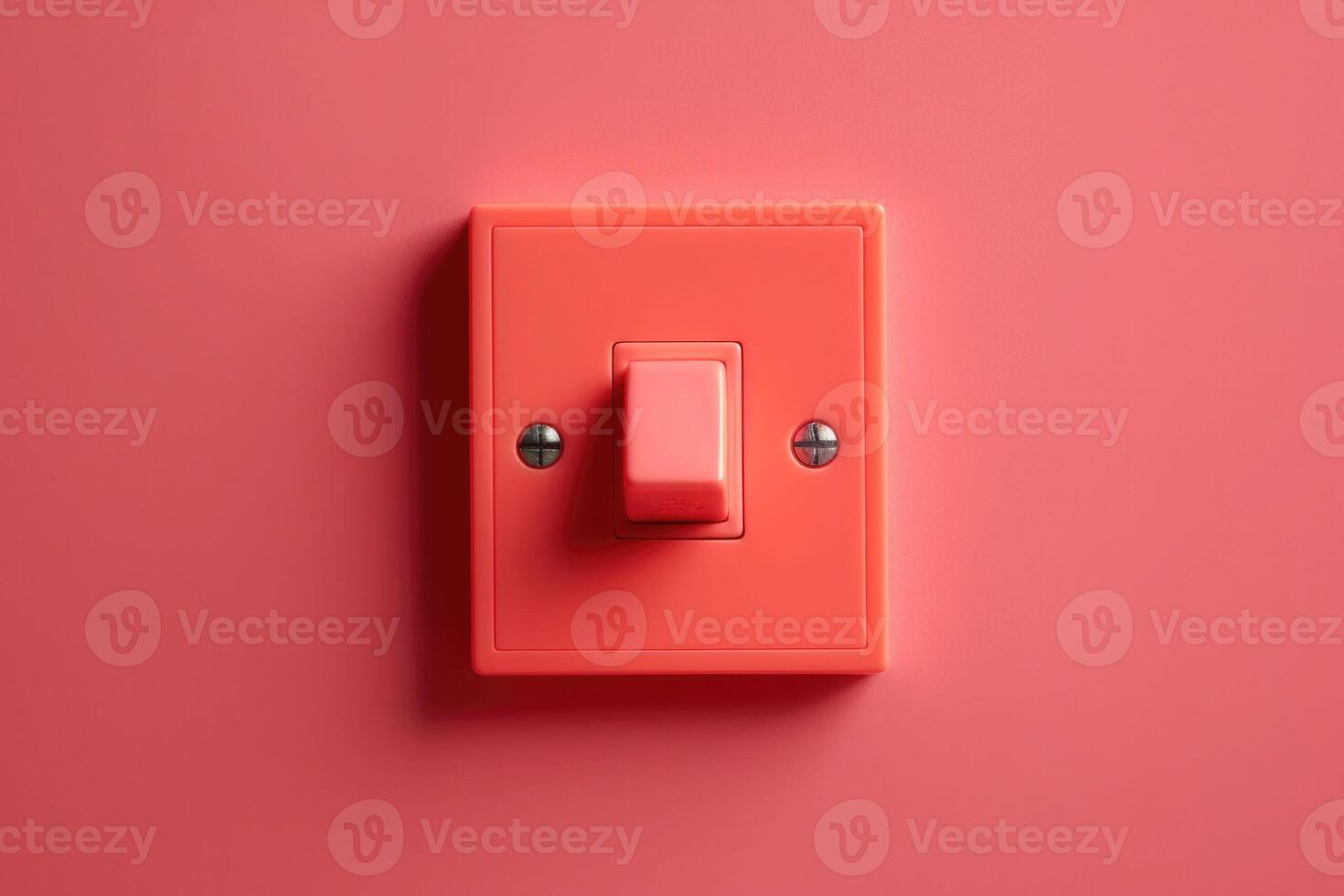 Minimalistic red button. Wall light switch on a red background. photo