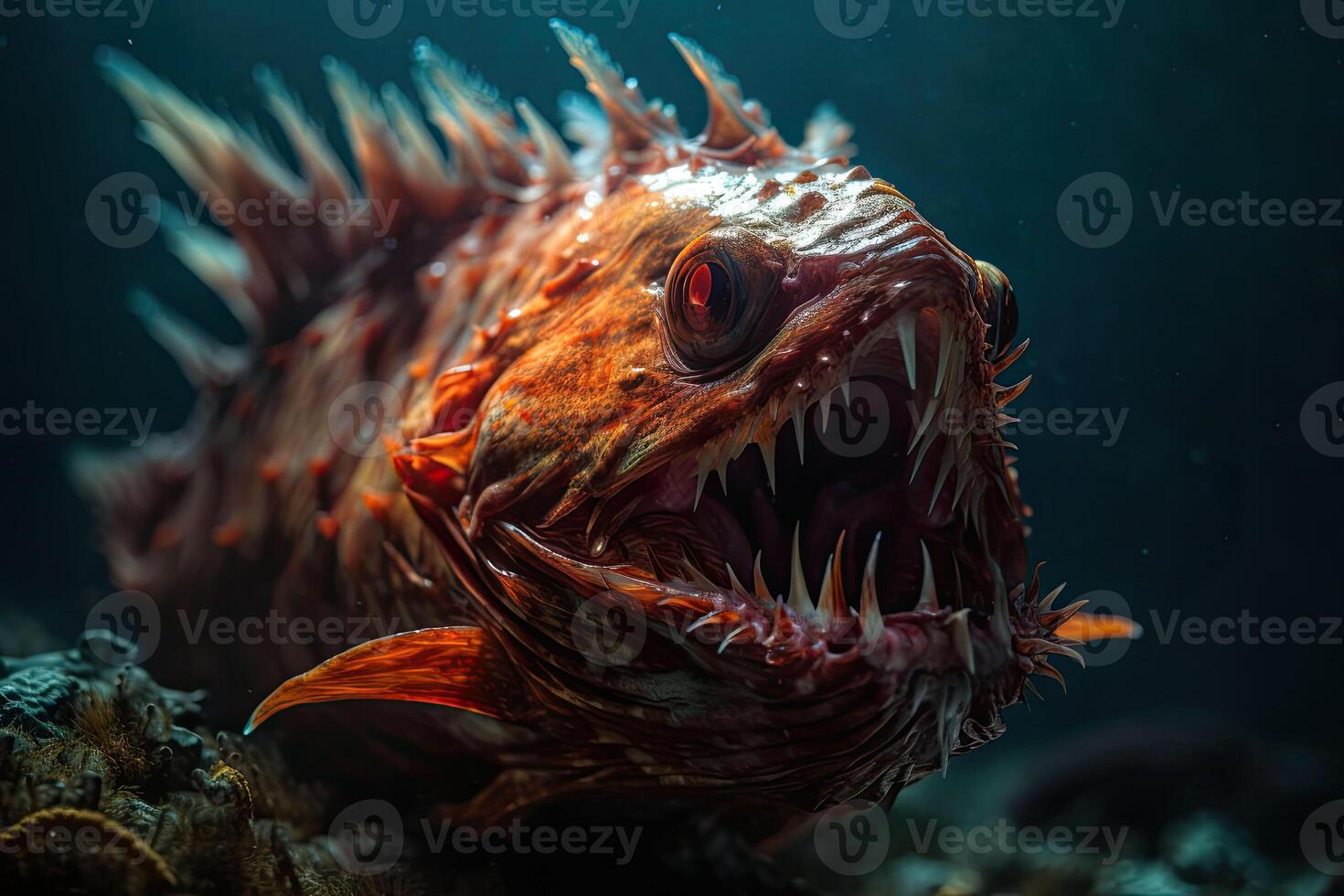 Deep water fish at the bottom of the ocean a scary fish with big teeth