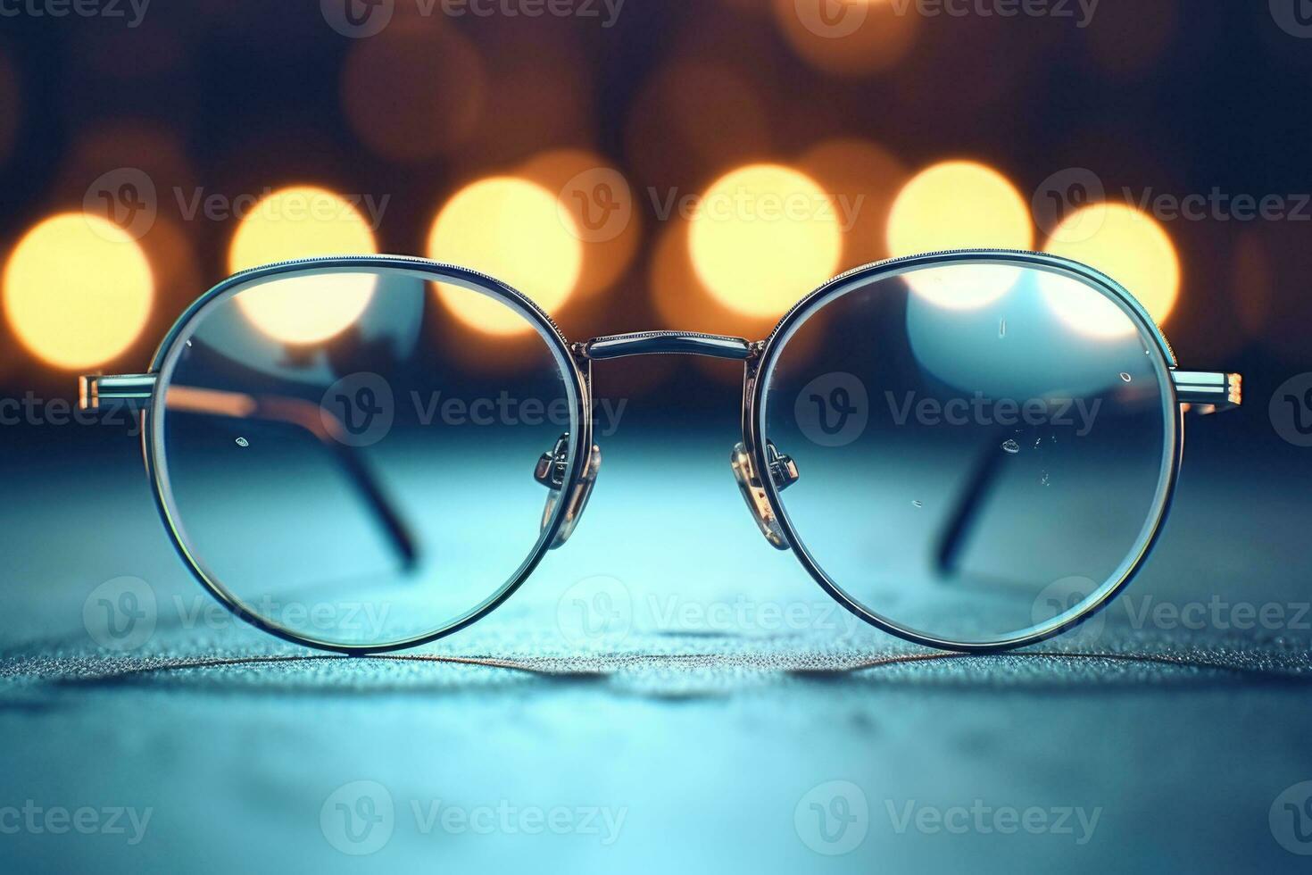 Eyeglasses with bokeh in the background. Selection of glasses for vision concept. Generative AI photo