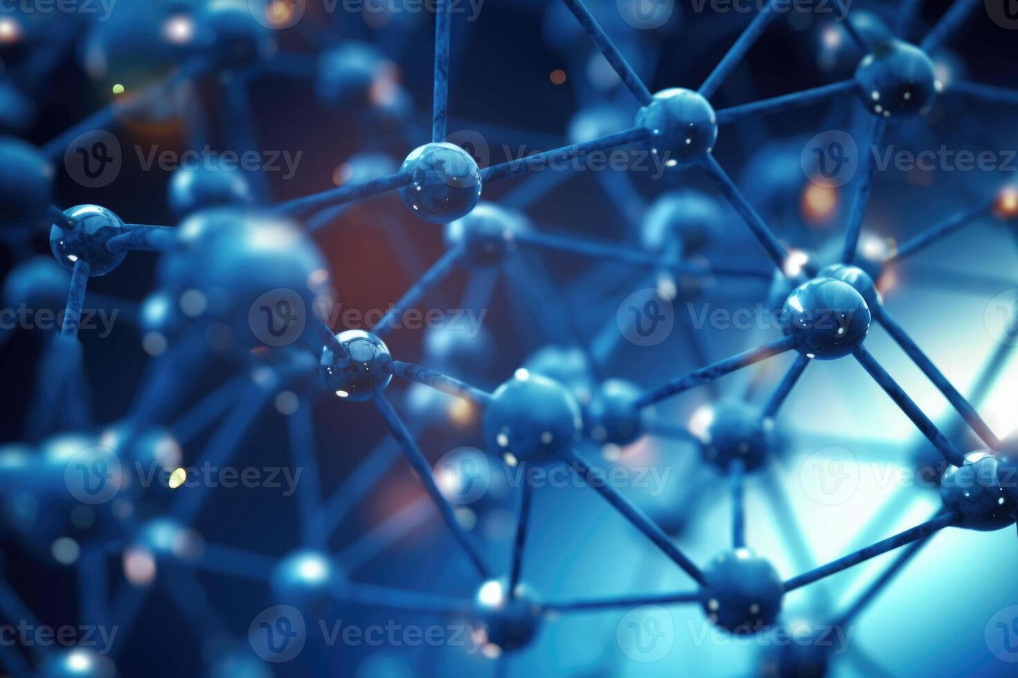 Structure of lattice connecting atoms. Molecule in hi tech style. photo
