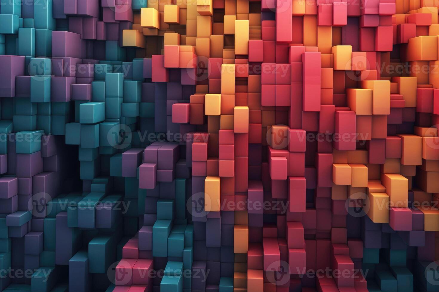 Abstract futuristic cubes shape background. Poster with random cubes in empty space. photo
