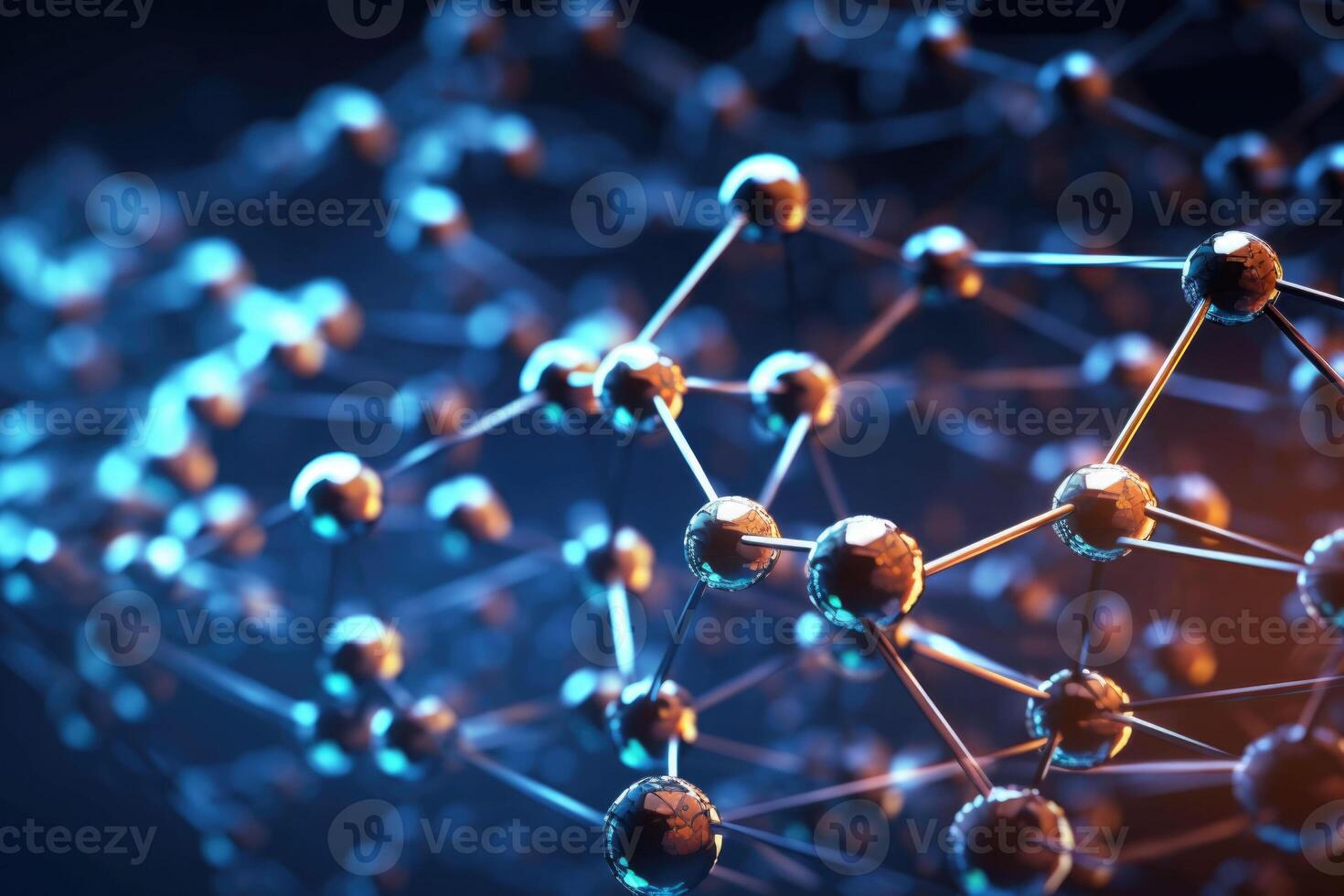 Structure of lattice connecting atoms. Molecule in hi tech style. photo