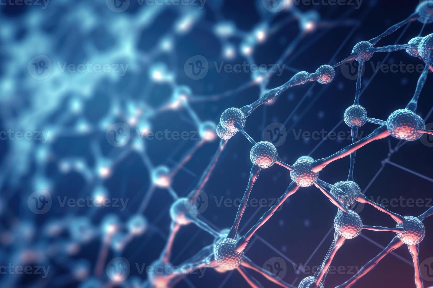 Structure of lattice connecting atoms. Molecule in hi tech style. photo