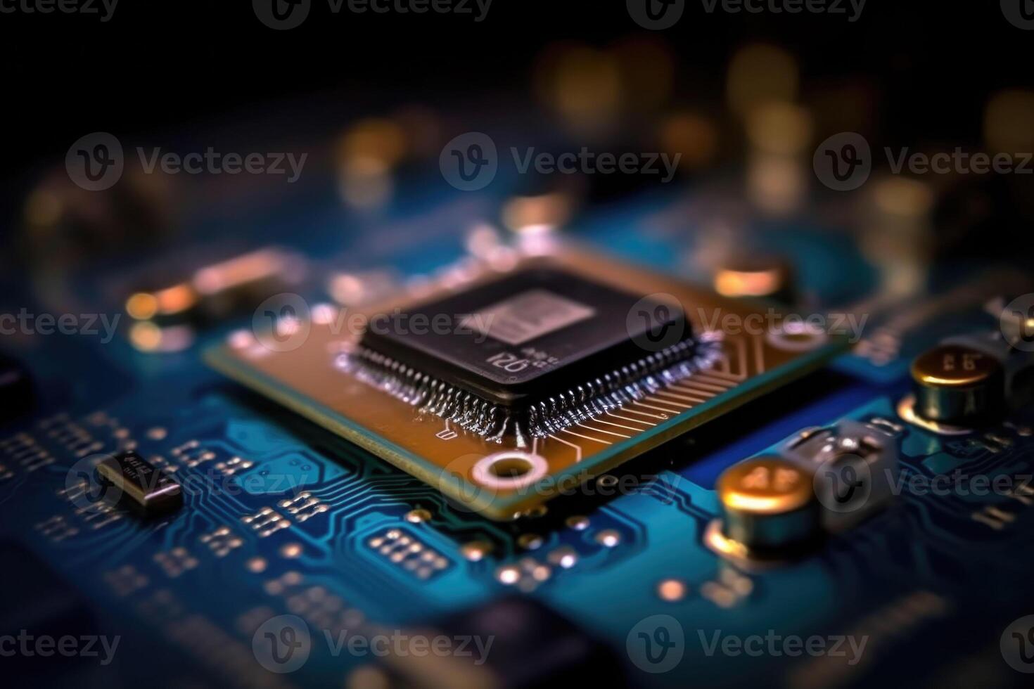 Circuit board. Central Computer Processors CPU concept. Motherboard digital chip. photo
