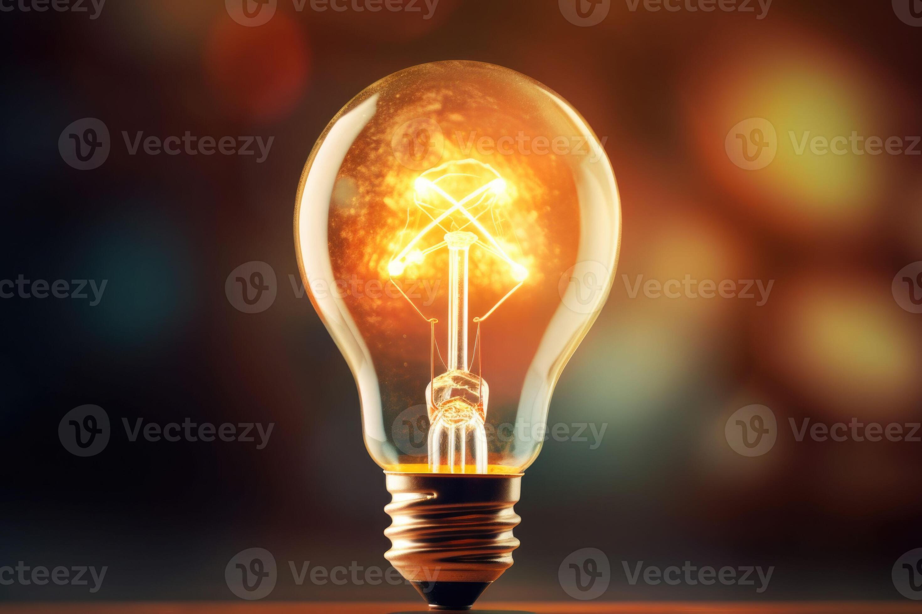 Glowing yellow light bulb. Bright light bulb illustrating the idea