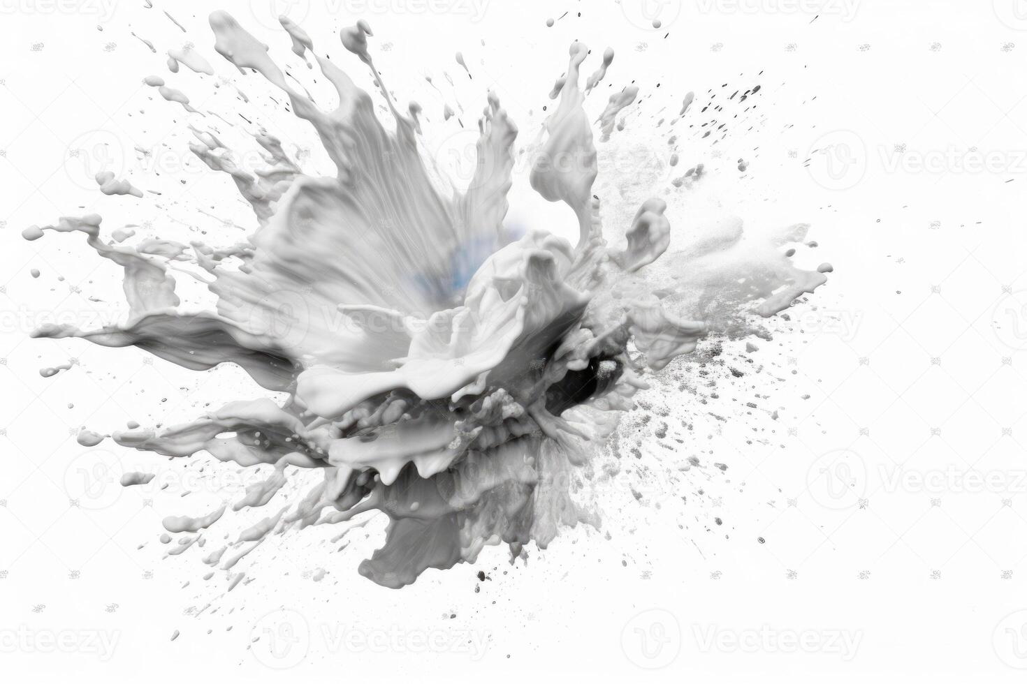 Explosion of white paint on white background. Fluid background. Color explosion. photo