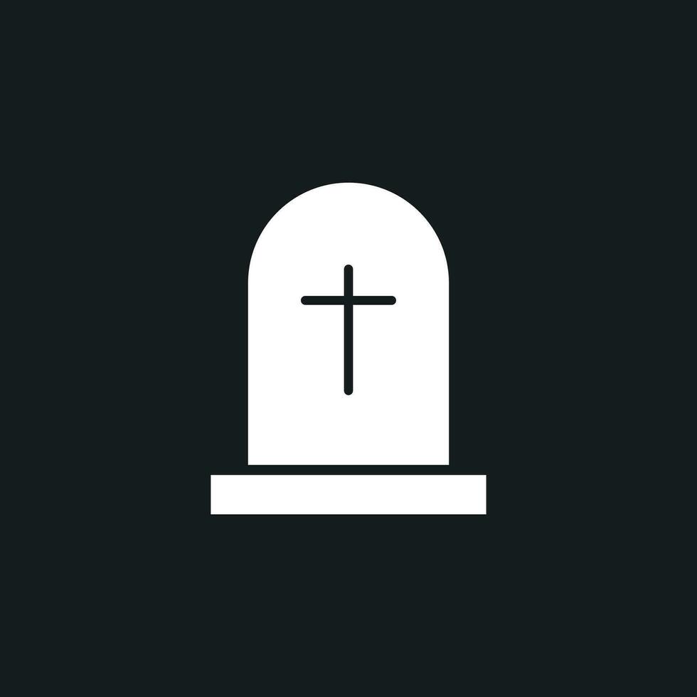 Halloween grave icon. Gravestone vector illustration. Rip tombstone flat icon.