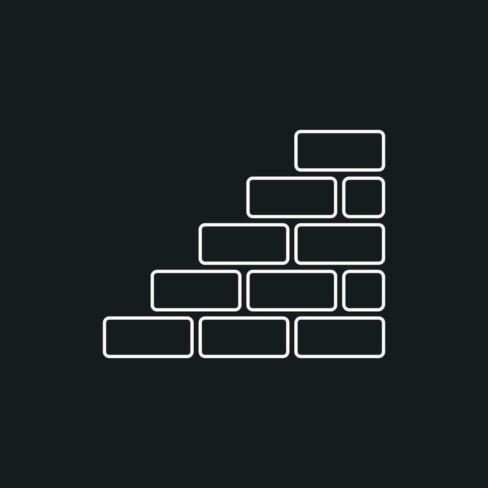 Wall brick icon in flat style isolated on black background. Wall symbol illustration in line style. vector