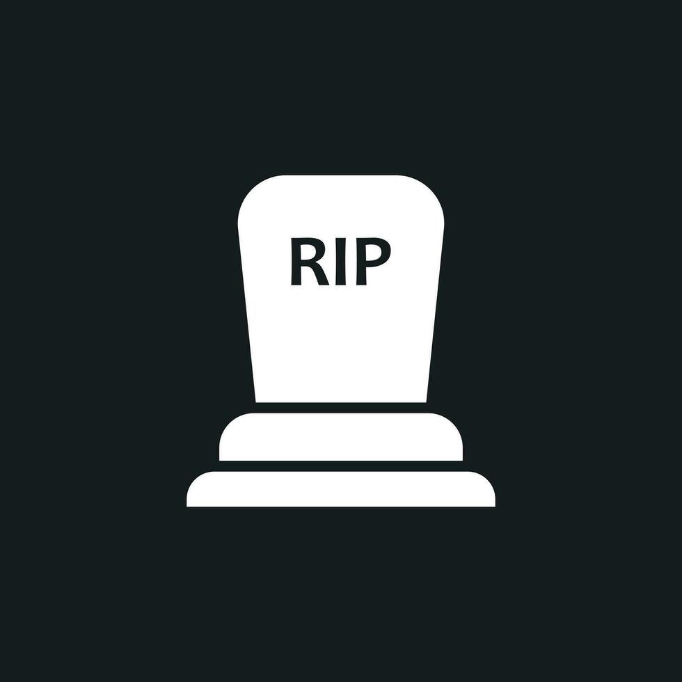 Halloween grave icon. Gravestone vector illustration. Rip tombstone flat icon.