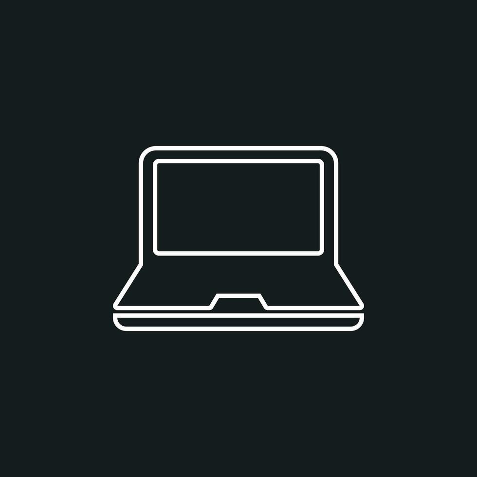 Computer notebook vector illustration in line style. Monitor flat icon.