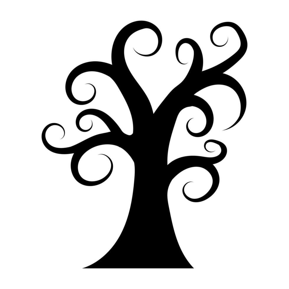 silhouette of halloween tree icon. vector