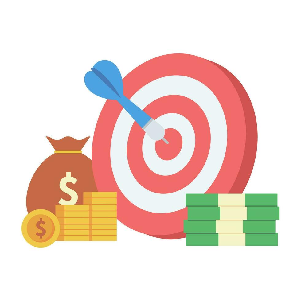 Target with money management and achievements icon. vector