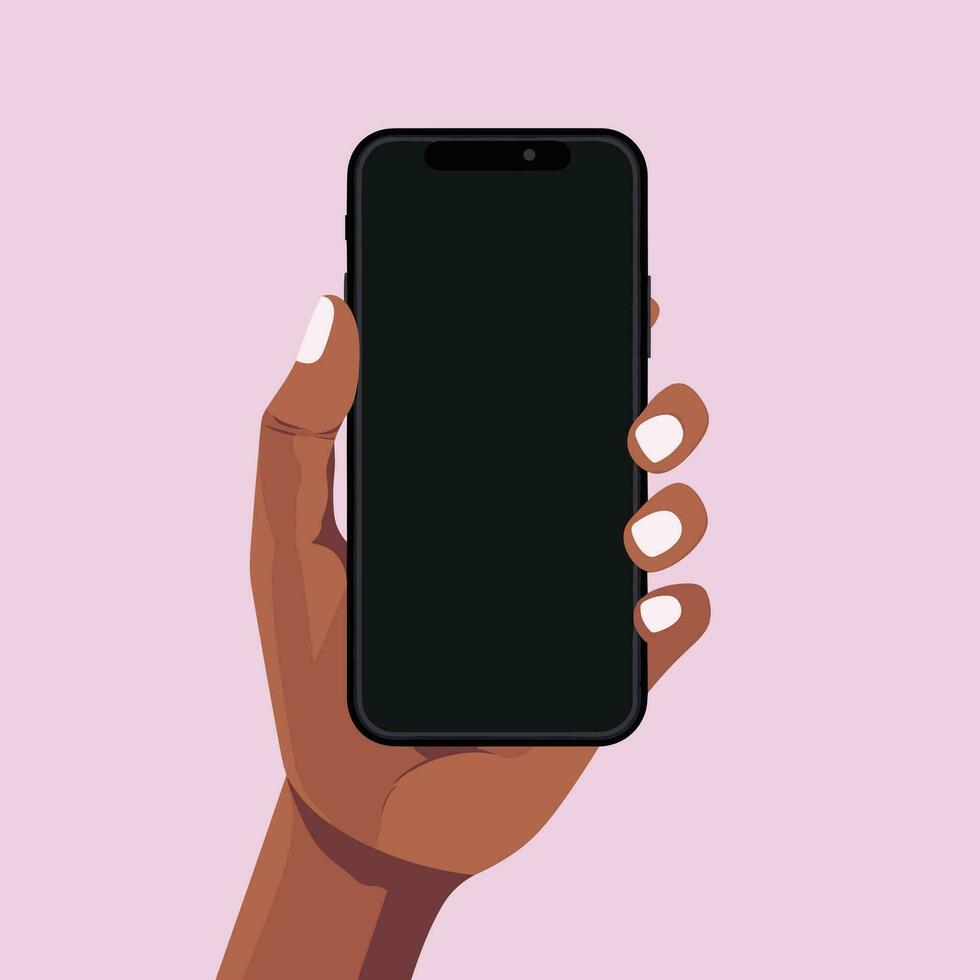 Hand holding a phone vector