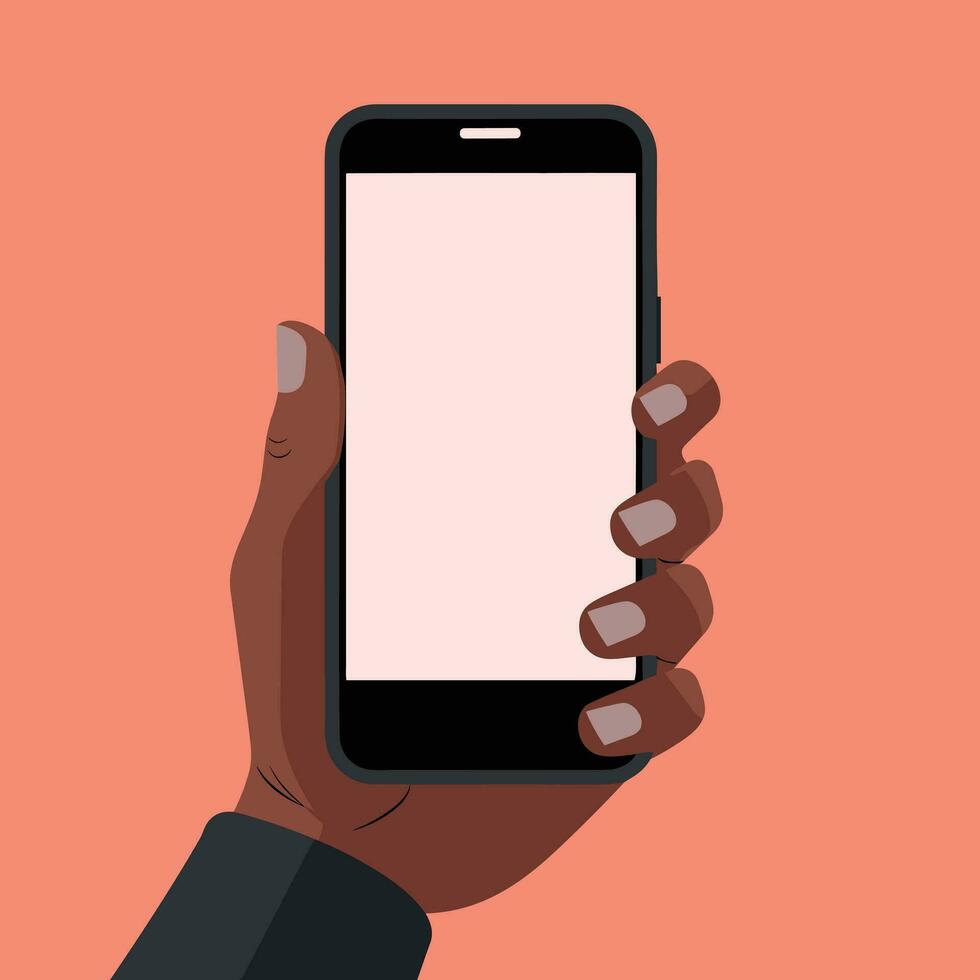 A hand holding a cell phone vector