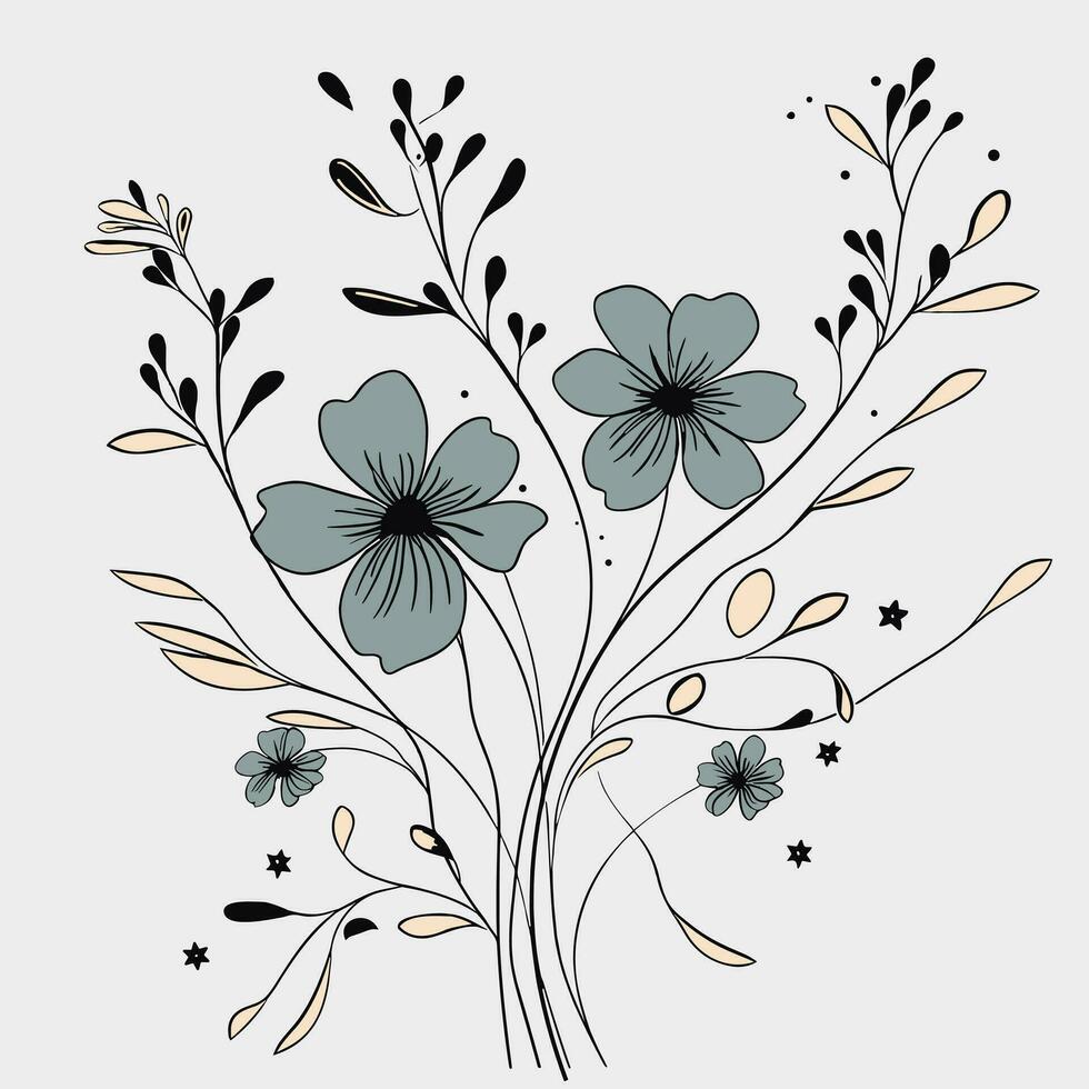 Flower illustrations with thin stem vector