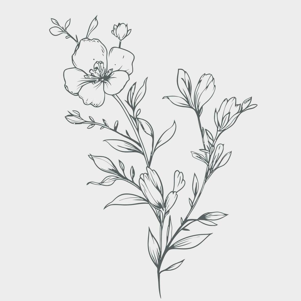 Flower illustrations with thin stem vector