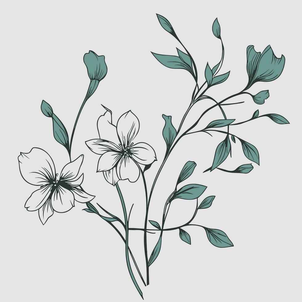 Flower illustrations with thin stem vector