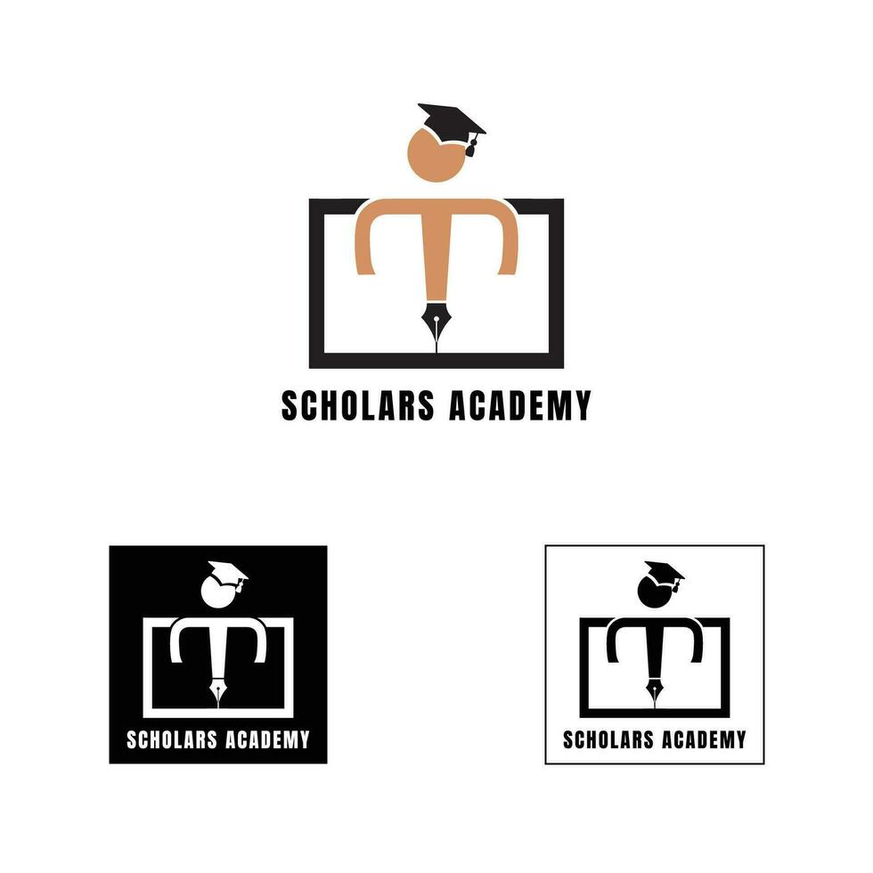 Scholars Academy logo for your educational institute brand identity. Educational logo design. vector