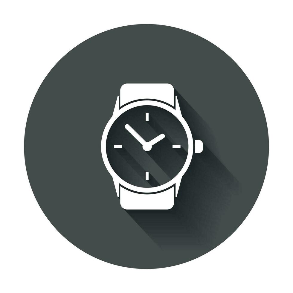 reloj vector icono. reloj plano ilustración con largo sombra.