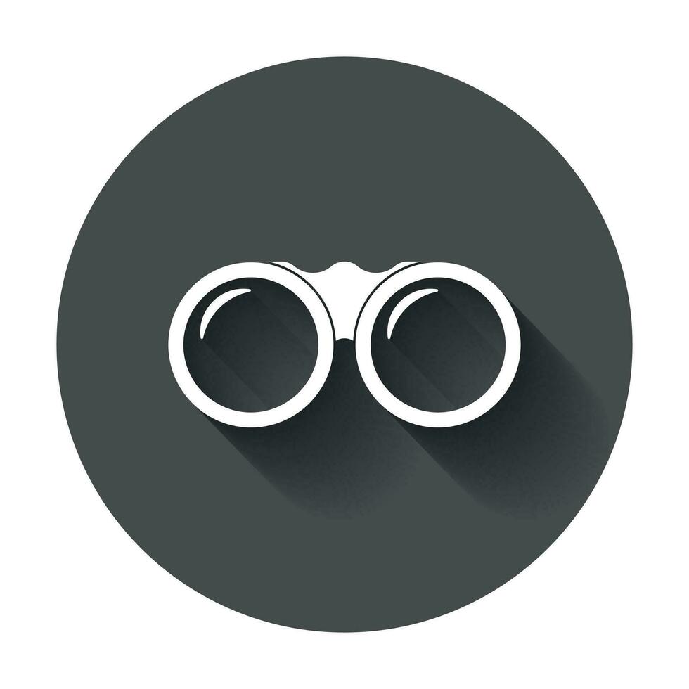 Binocular vector icon. Binoculars explore flat illustration with long shadow.