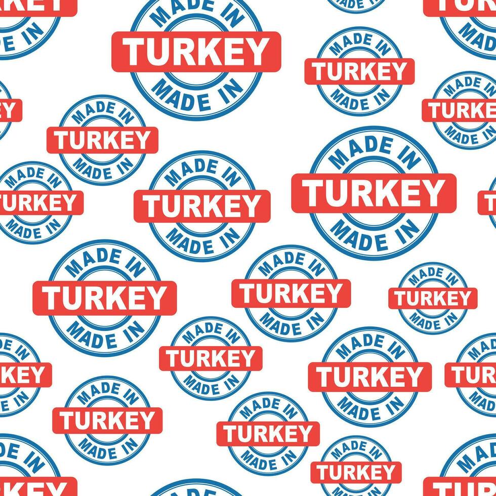 Made in Turkey seamless pattern background icon. Flat vector illustration. Turkey sign symbol pattern.