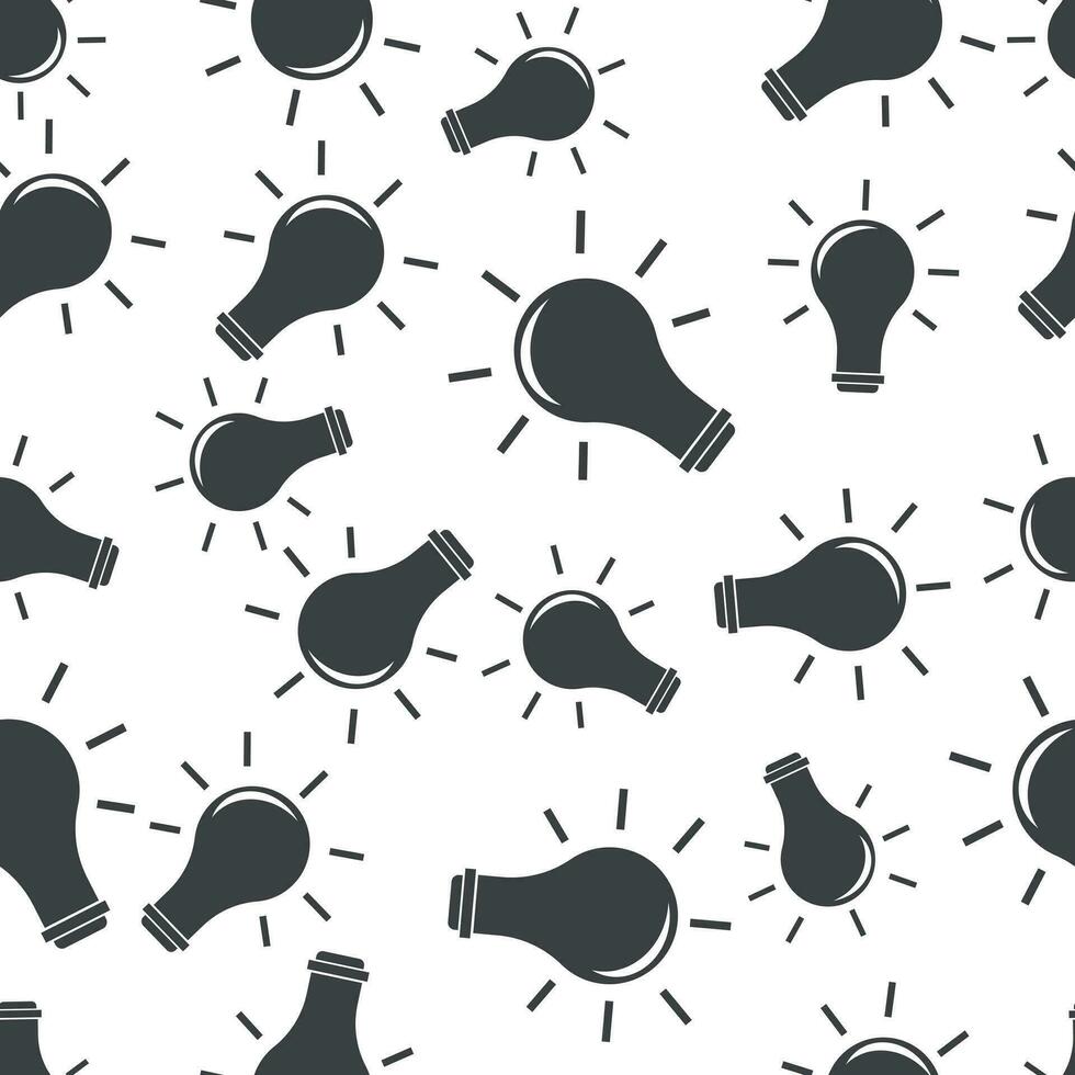 Lightbulb seamless pattern background icon. Flat vector illustration. Light bulb sign symbol pattern.