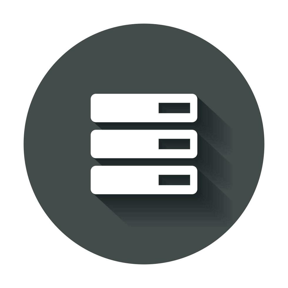 Database, server vector icon. Storage vector illustration with long shadow.
