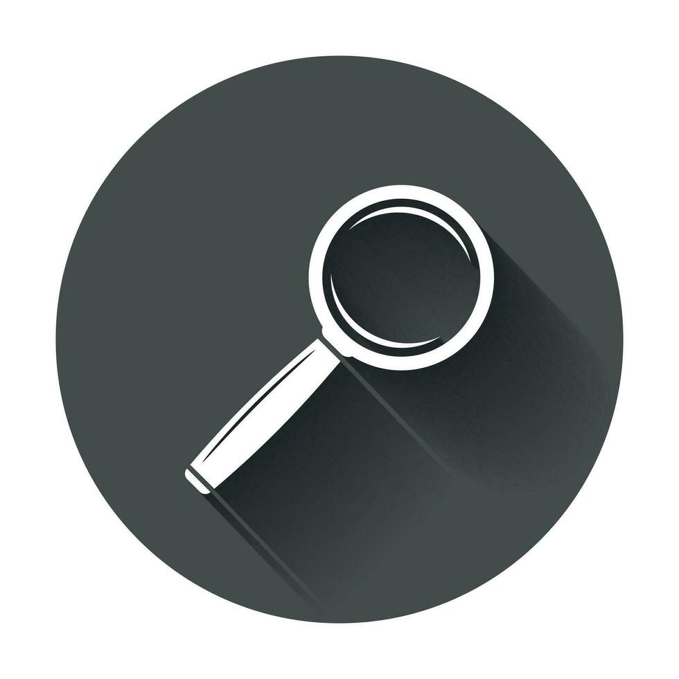 Loupe icon vector. Magnifier in flat style. Search sign concept with long shadow. vector