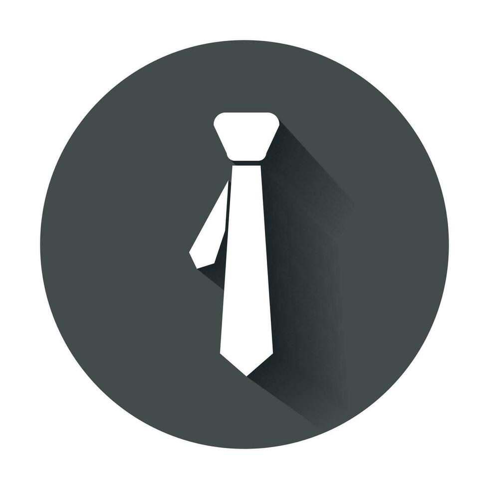 Tie flat icon. Necktie vector illustration with long shadow.