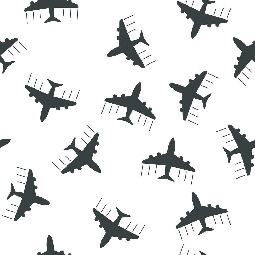 Airplane seamless pattern background icon. Flat vector illustration. Plane sign symbol pattern.