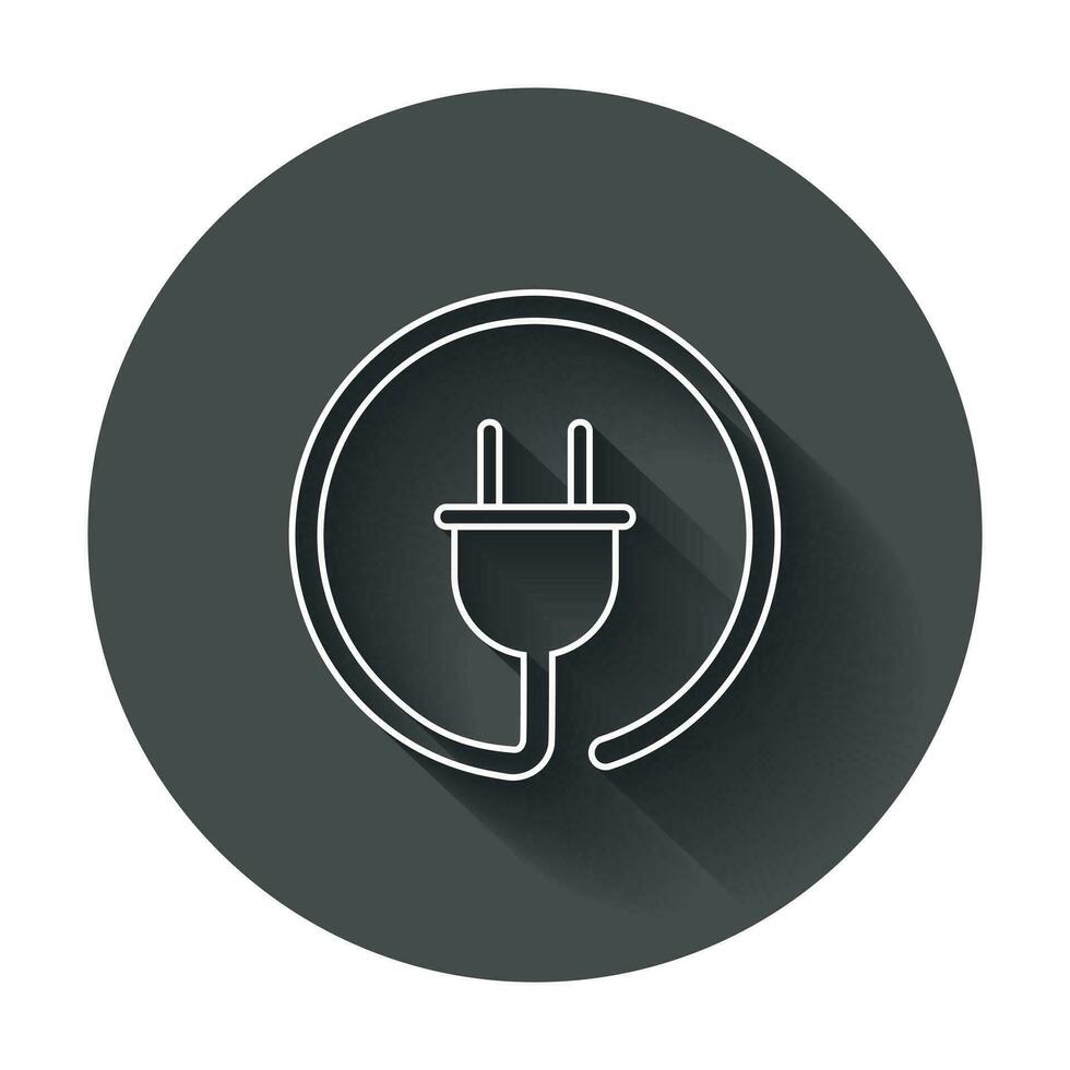 Plug vector icon in line style. Power wire cable flat illustration with long shadow.