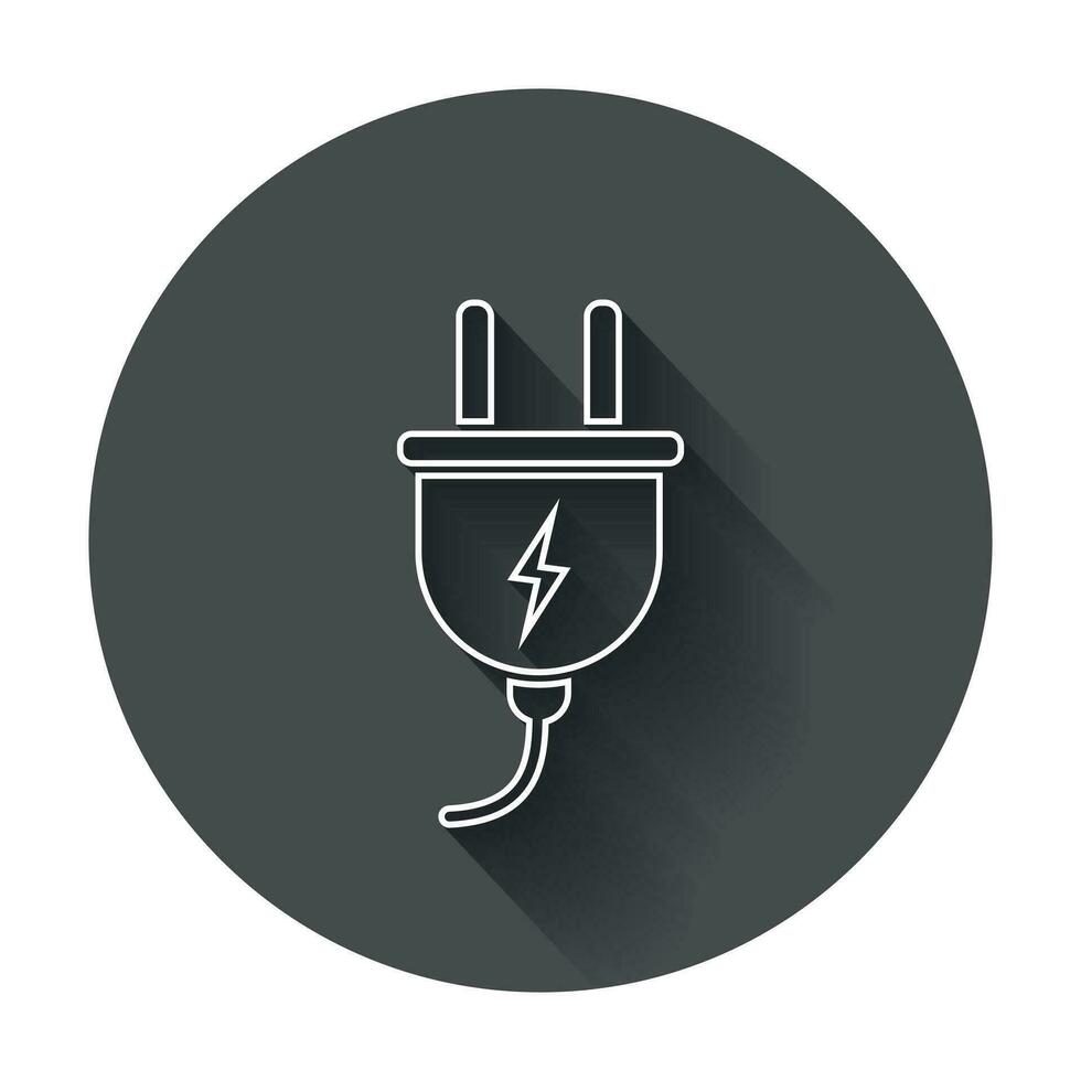 Plug vector icon in line style. Power wire cable flat illustration with long shadow.