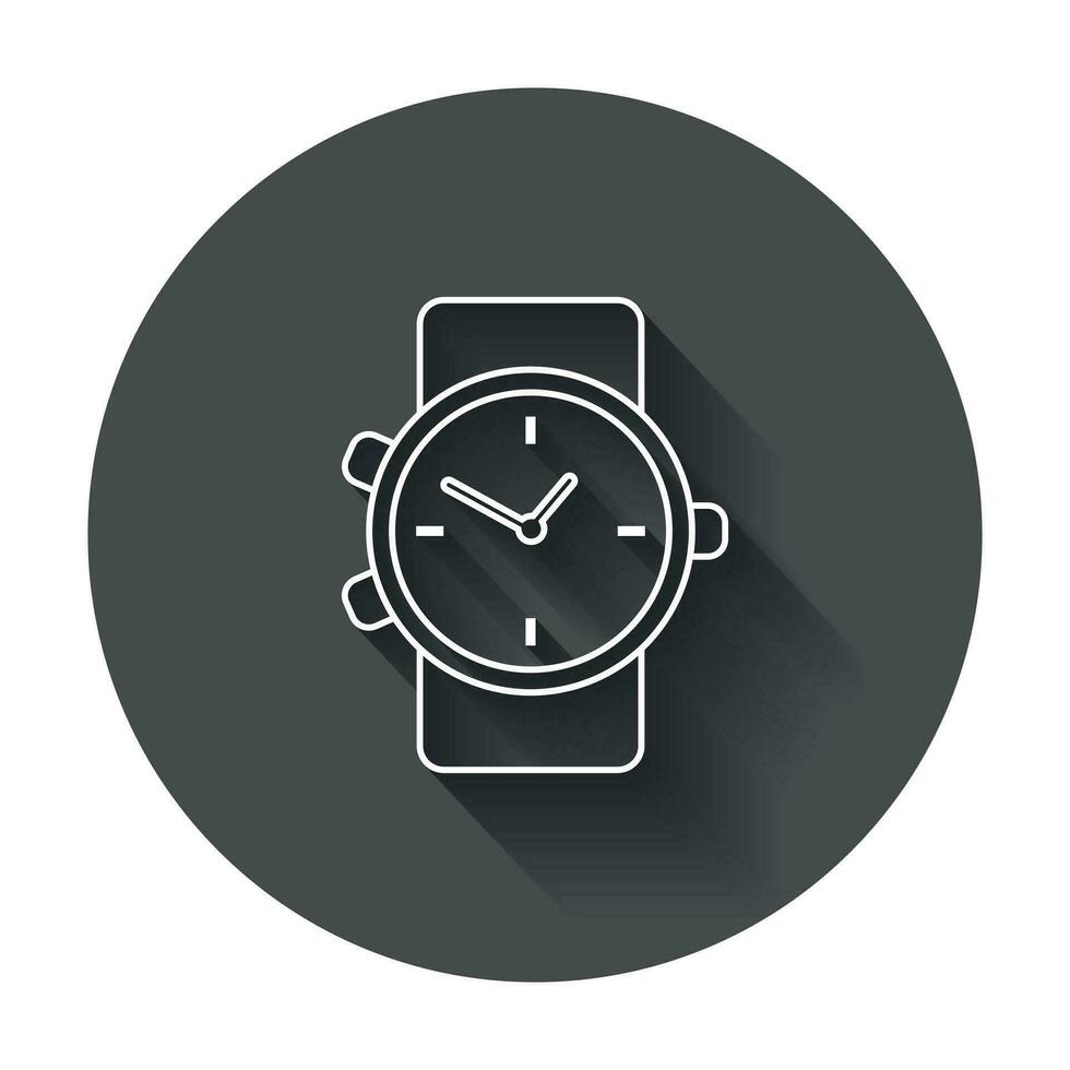 reloj vector icono en línea estilo. reloj plano ilustración con largo sombra.