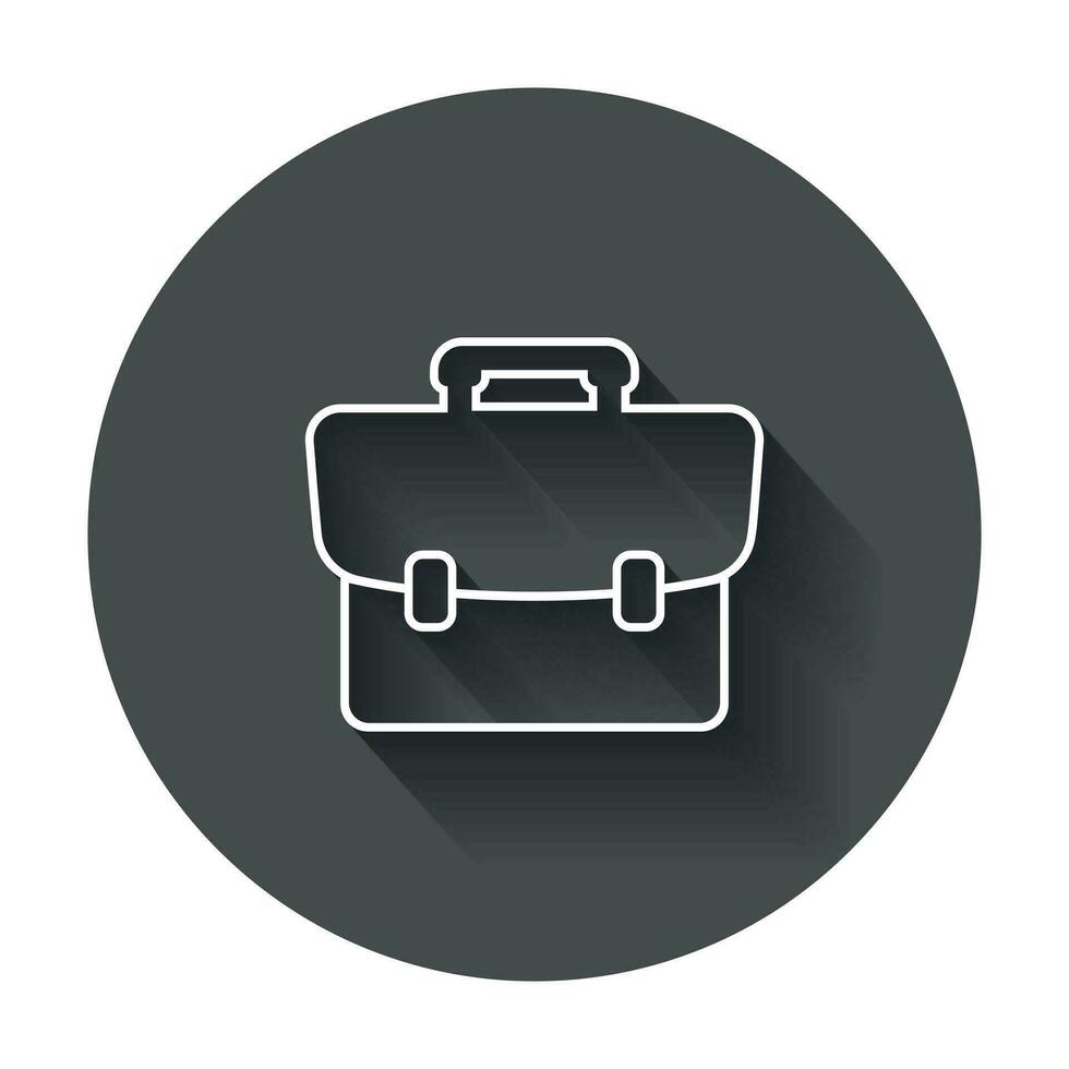 Suitcase vector icon. Luggage illustration in line style with long shadow.
