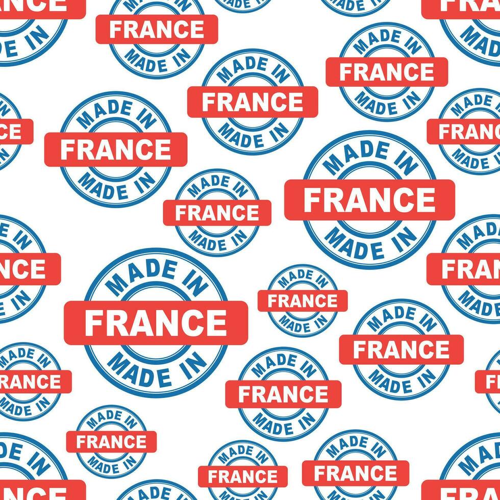 Made in France seamless pattern background icon. Flat vector illustration. France sign symbol pattern.