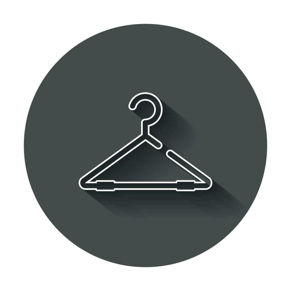 Hanger vector icon in line style. Wardrobe hanger flat illustration with long shadow.