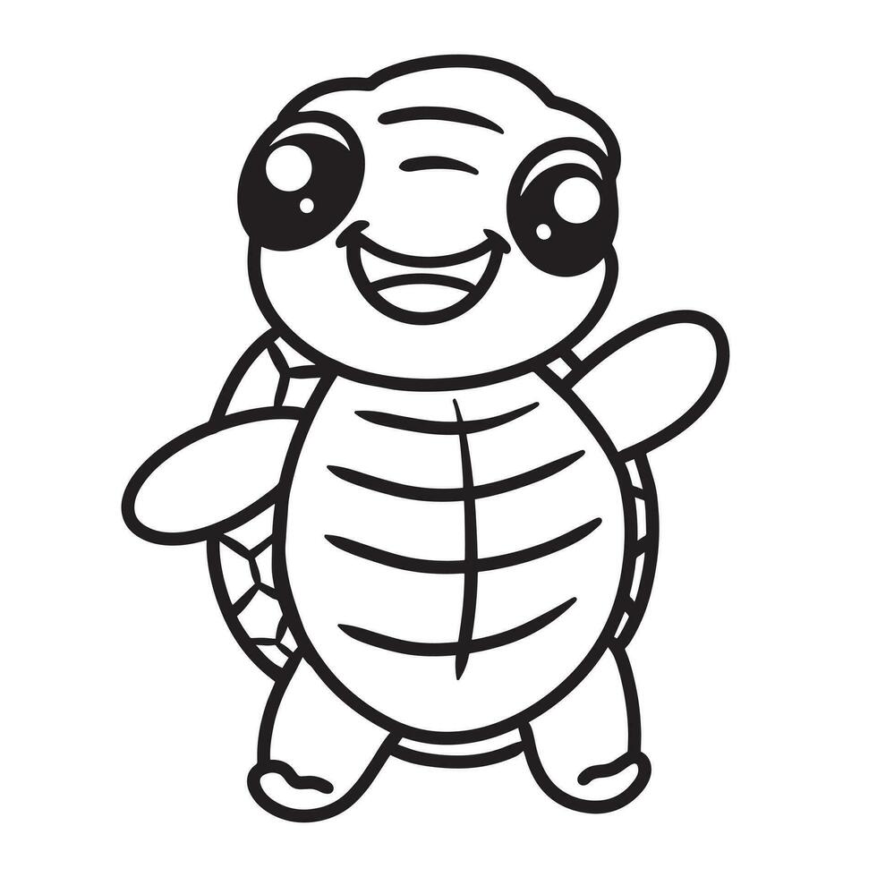 Funny Cute Turtle Kids Coloring Pages Vector