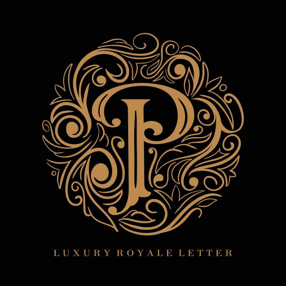 Letter P Luxury Royal Circle Ornament Logo vector