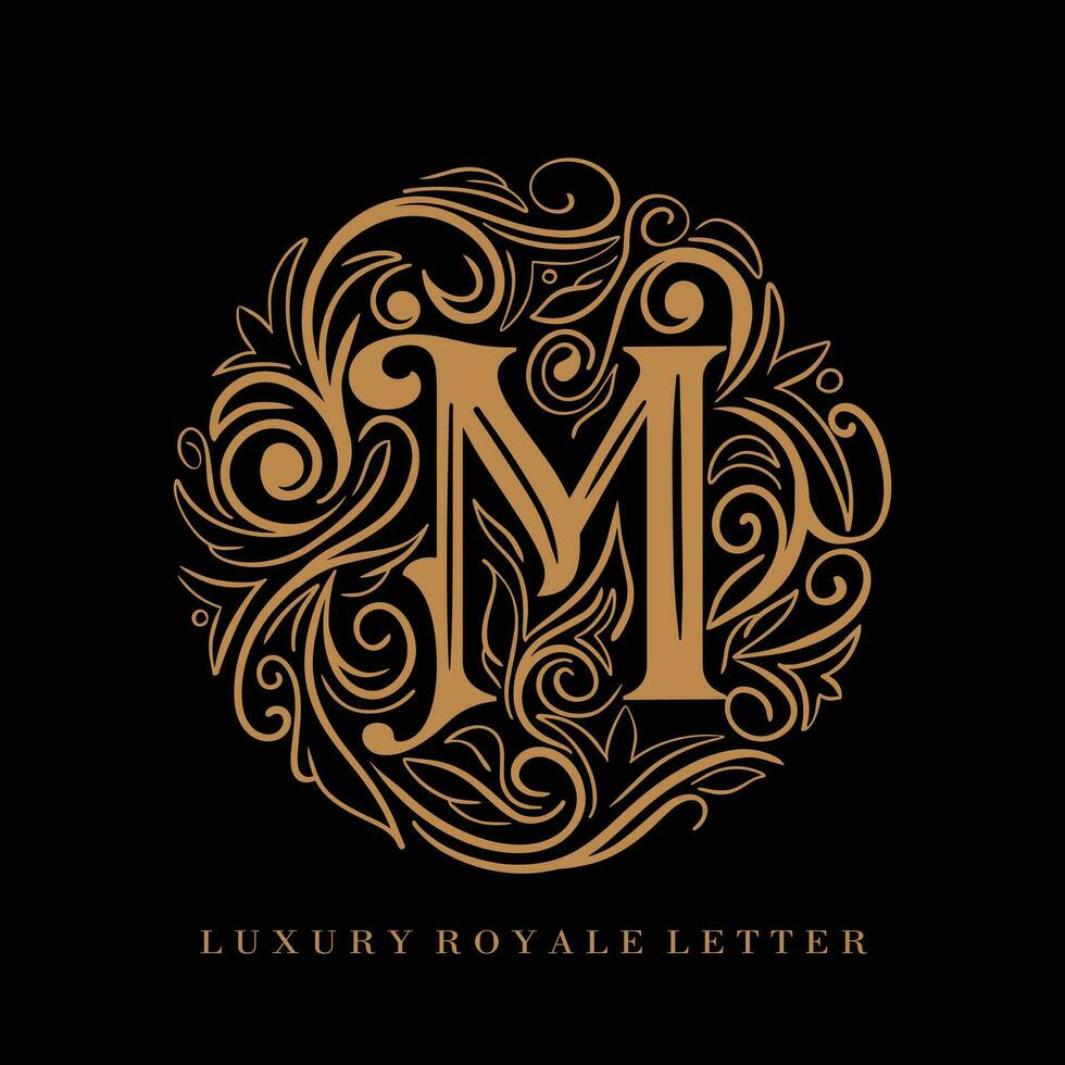 Letter M Luxury Royal Circle Ornament Logo vector