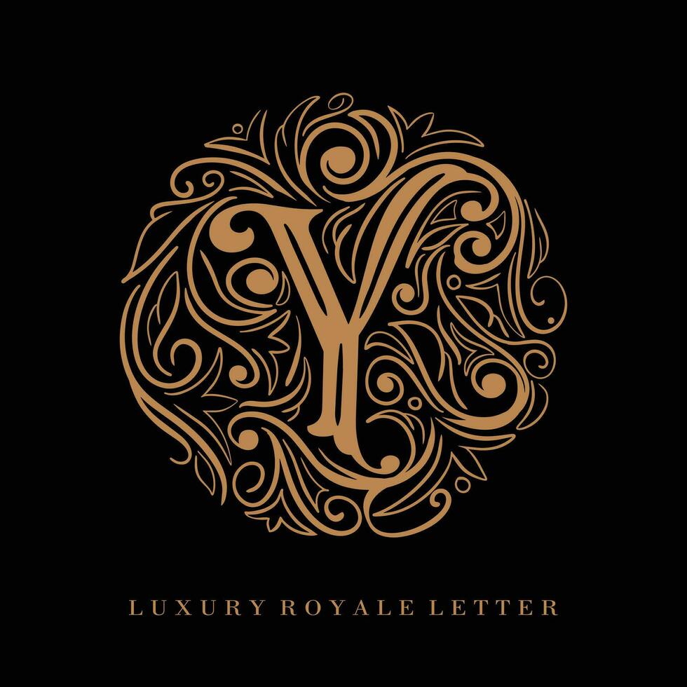 letra y lujo real circulo ornamento logo vector