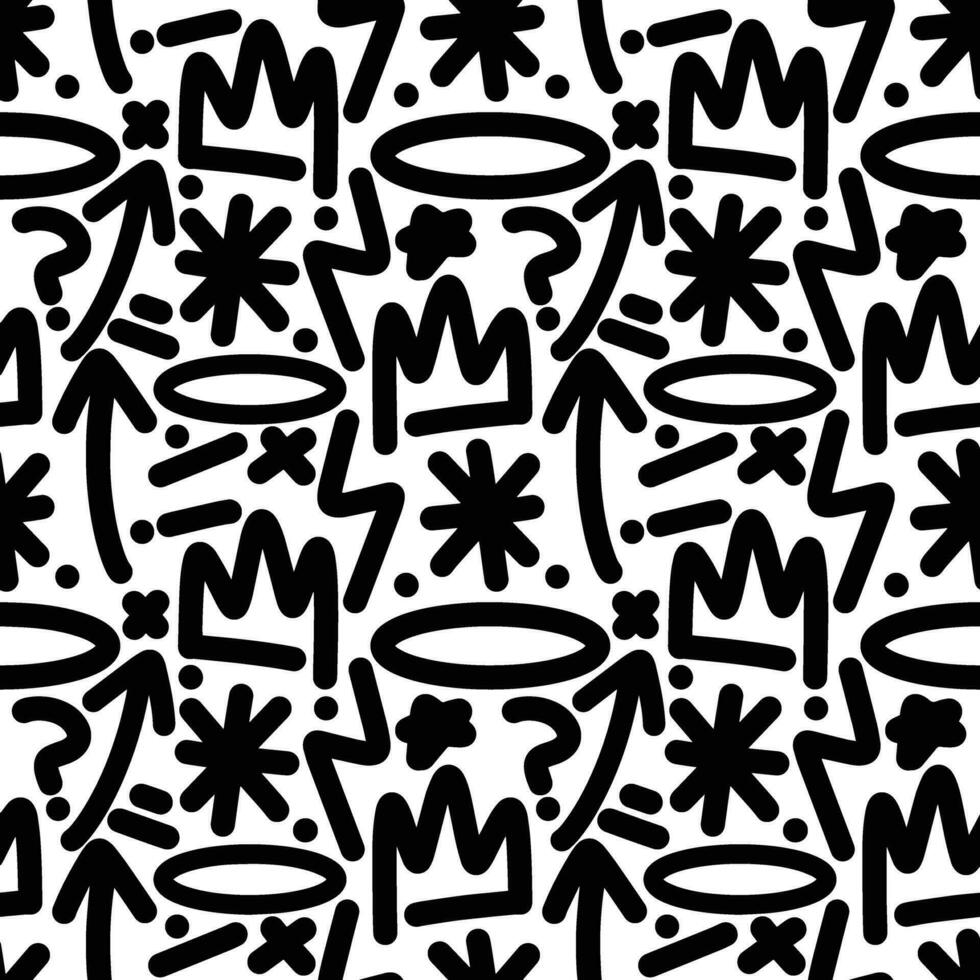Graffiti Sign Seamless Pattern White Background vector