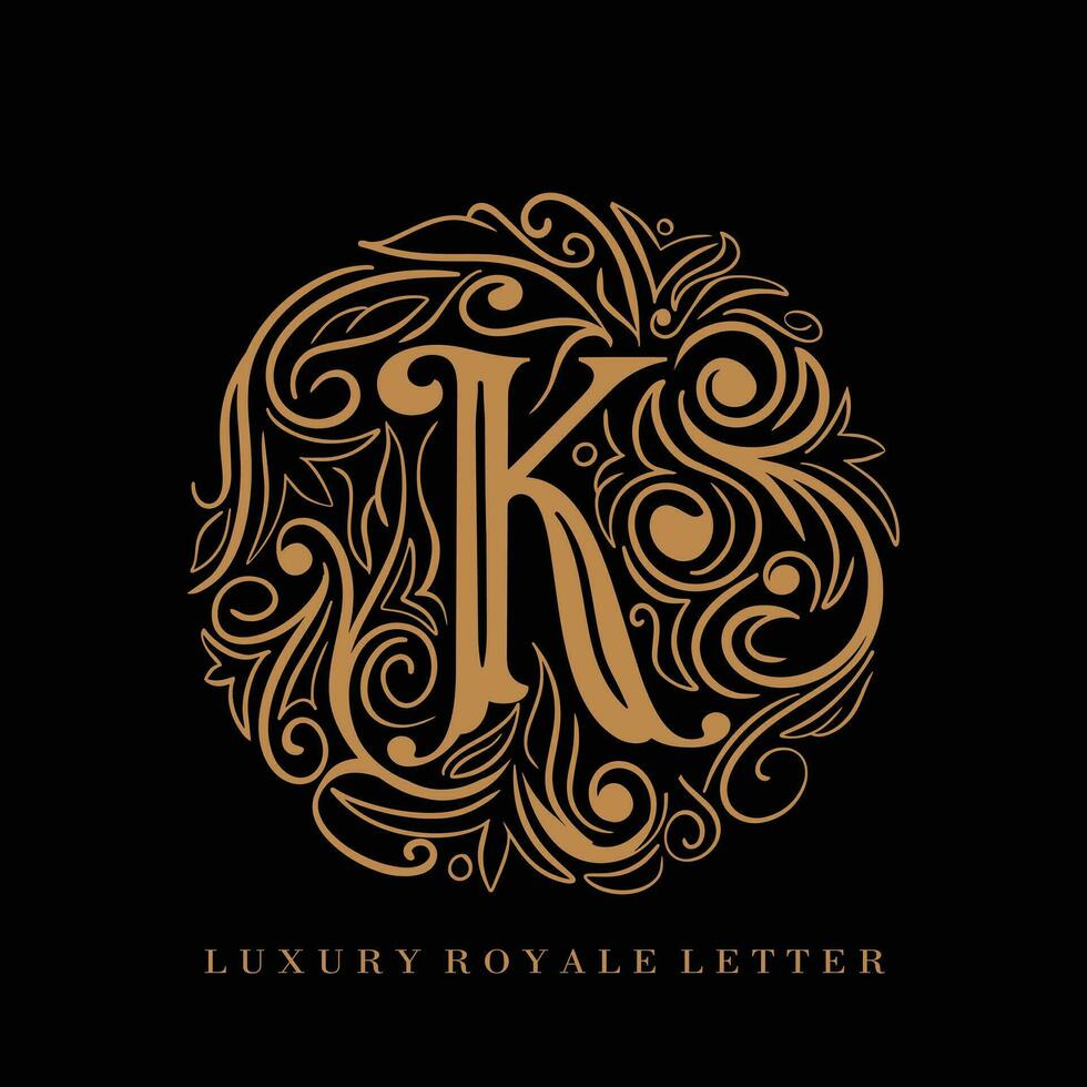 letra k lujo real circulo ornamento logo vector