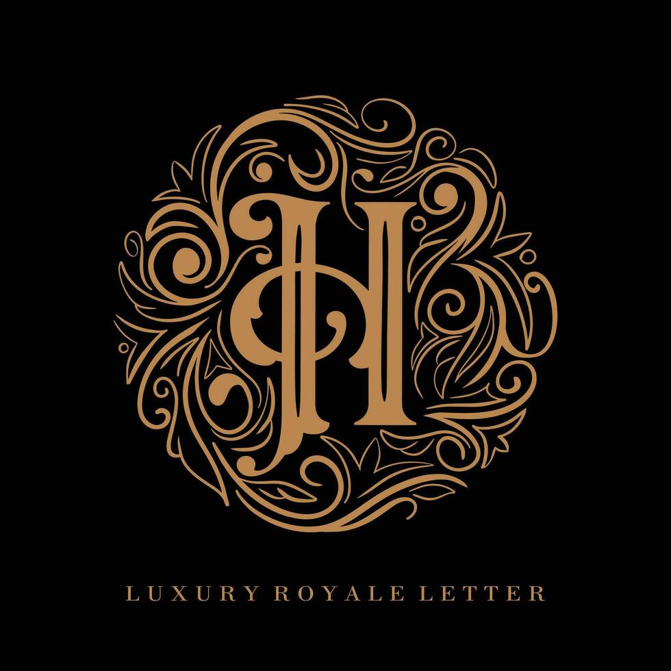 Letter H Luxury Royal Circle Ornament Logo vector