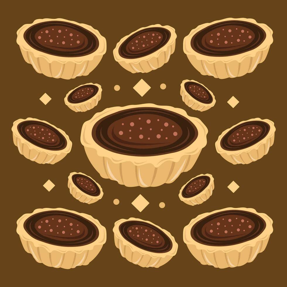 Mini chocolate tartlet vector illustration for graphic design and decorative element